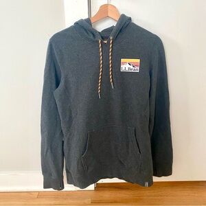 L.L. Bean Cozy Camp Hoodie Sweatshirt Charcoal Gray Logo Size Small Graphic